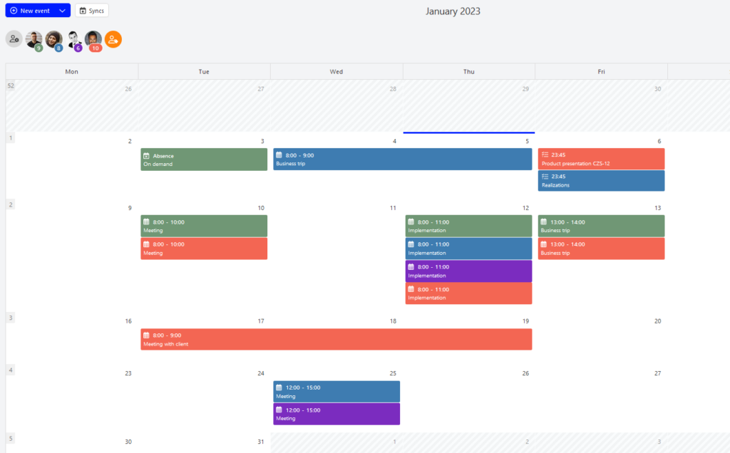 Calendar online view in IC Project